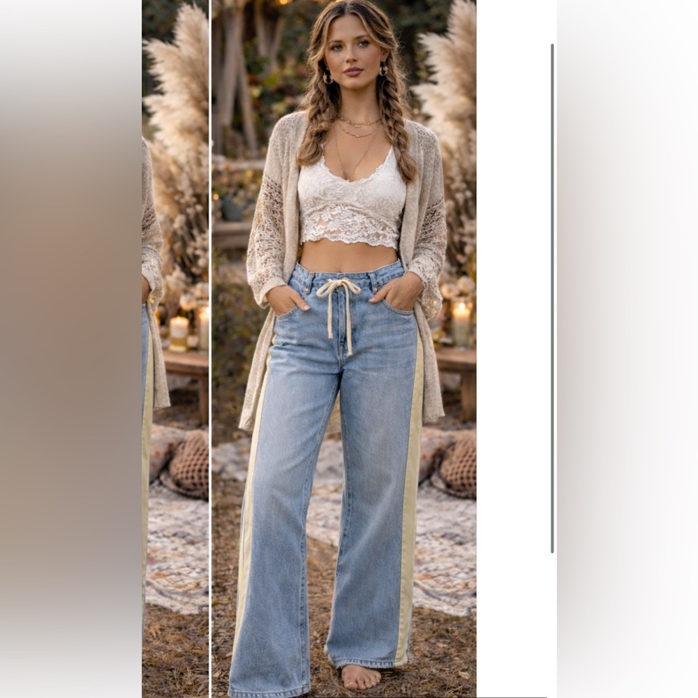 🆕 Eesome Woman’s Relaxed Blue and Tan Jeans
NWOT